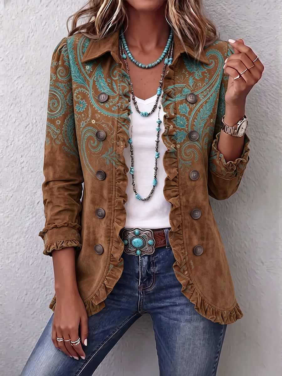 Véronique | Jacke mit Paisley-Muster und Rüschen