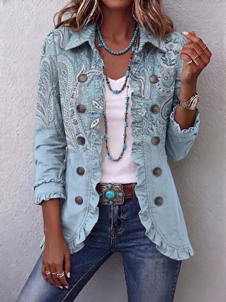 Brigitte | Plissierte Jacke mit Vintage-Paisley-Muster