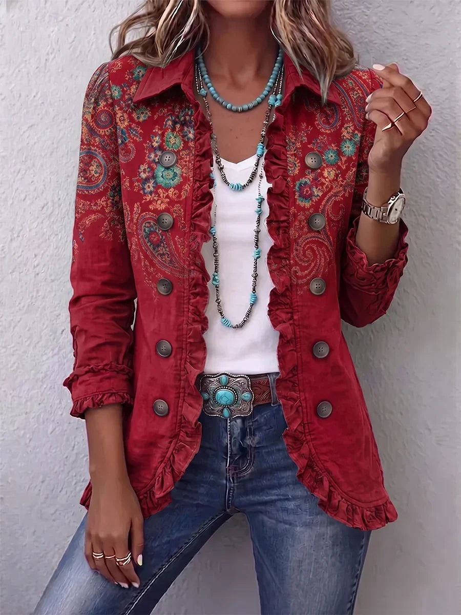 Sylvie | Bohemian Paisley-Rüschenjacke
