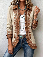 Isabelle | Vintage-Jacke im Bohemian-Stil mit Blumenmuster und Falten