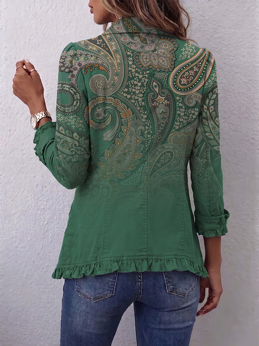 Colette | Plissierte Jacke mit Bohemian-Paisley-Muster