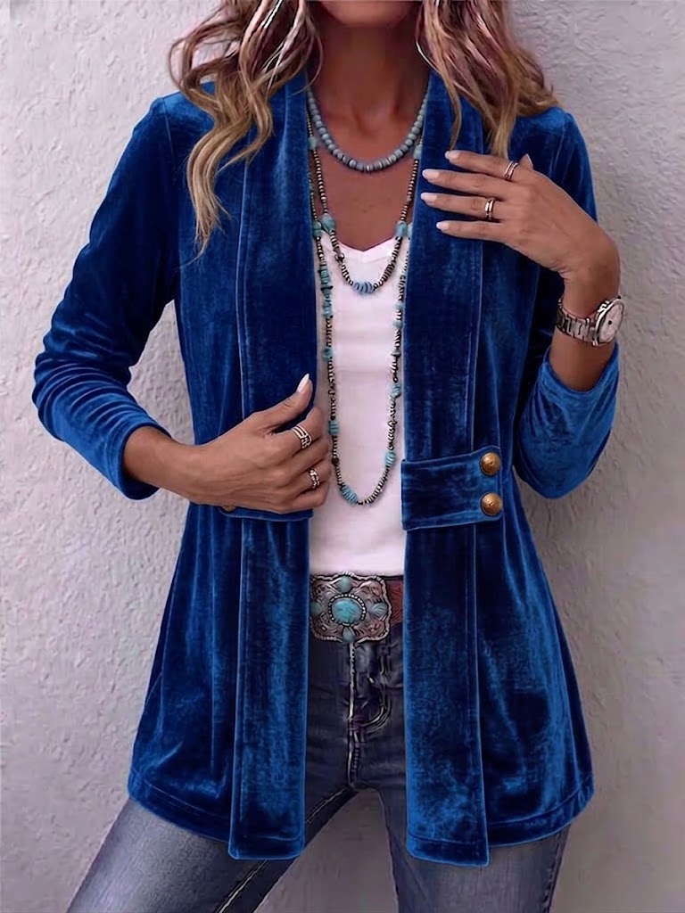 Renée | Vintage-Jacke mit Revers, Knopfdetail und langen Ärmeln