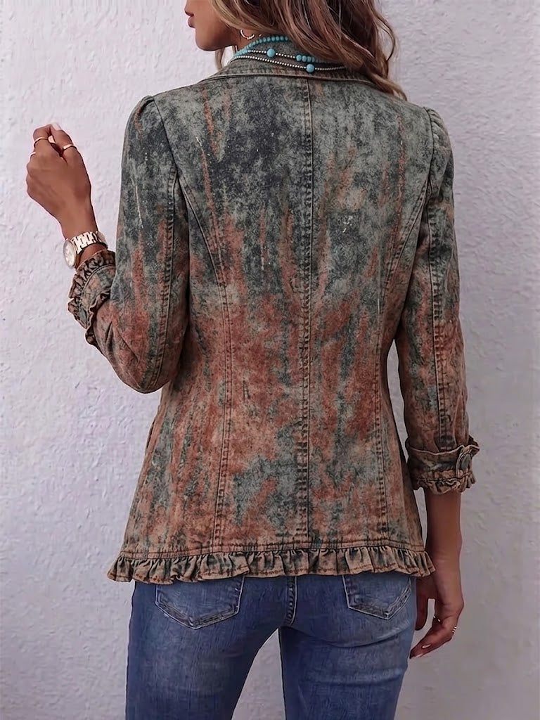 Jeannette | Vintage-Jacke mit strukturiertem Farbverlaufsmuster und Rüschen