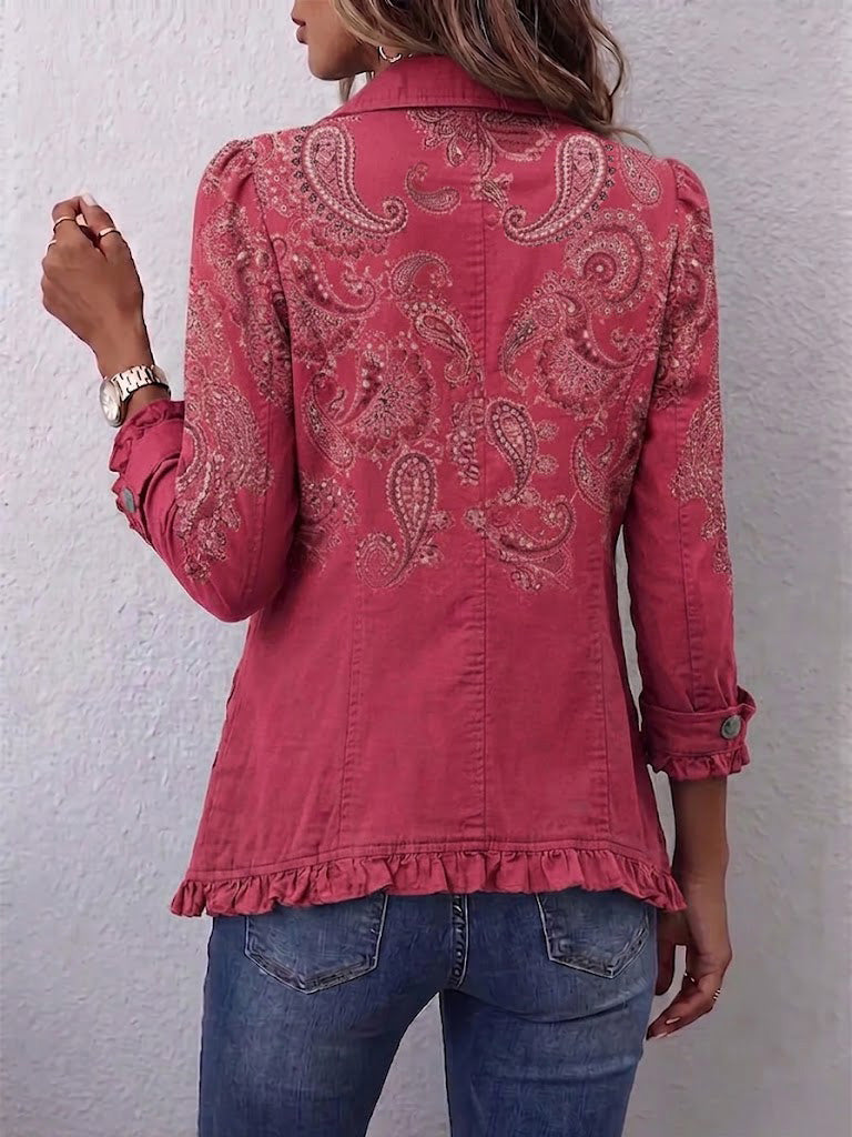 Henriette | Plissierte Jacke mit Vintage-Paisley-Muster