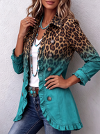 Dominique | Blazer mit Leopardenmuster, Ombré-Effekt und Rüschen