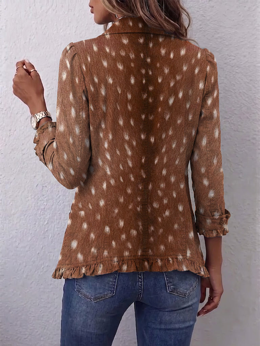 Françoise | Plissierter Mantel im Bohemian-Stil mit Tiermuster