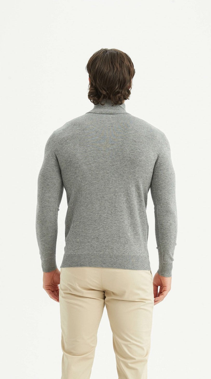 Elliot | Grauer Pullover mit halbem Reißverschluss