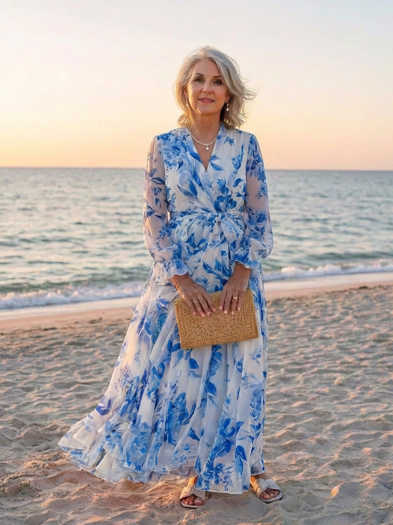 Lillian | Florales Maxikleid mit langen Ärmeln