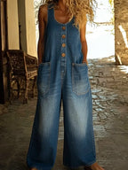 Saylor - Vintage gewaschene Baumwoll-Denim-Latzhose