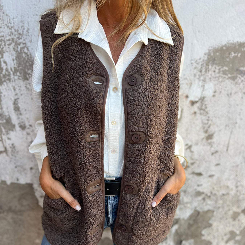 Julietta | Ärmelloser Cardigan mit Knöpfen und warmer Ausführung