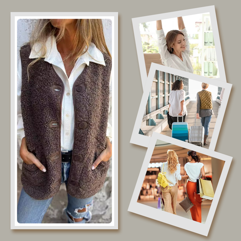Julietta | Ärmelloser Cardigan mit Knöpfen und warmer Ausführung