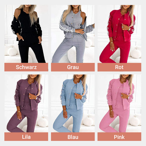 3-teiliges Damen-Set | Jacke, Top & Hose