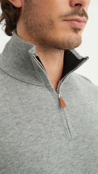 Elliot | Grauer Pullover mit halbem Reißverschluss