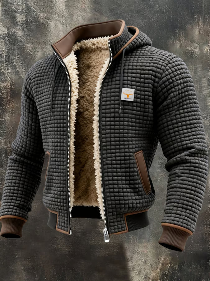 Calveno® | Retro-Jacke mit Kapuze und Reißverschluss