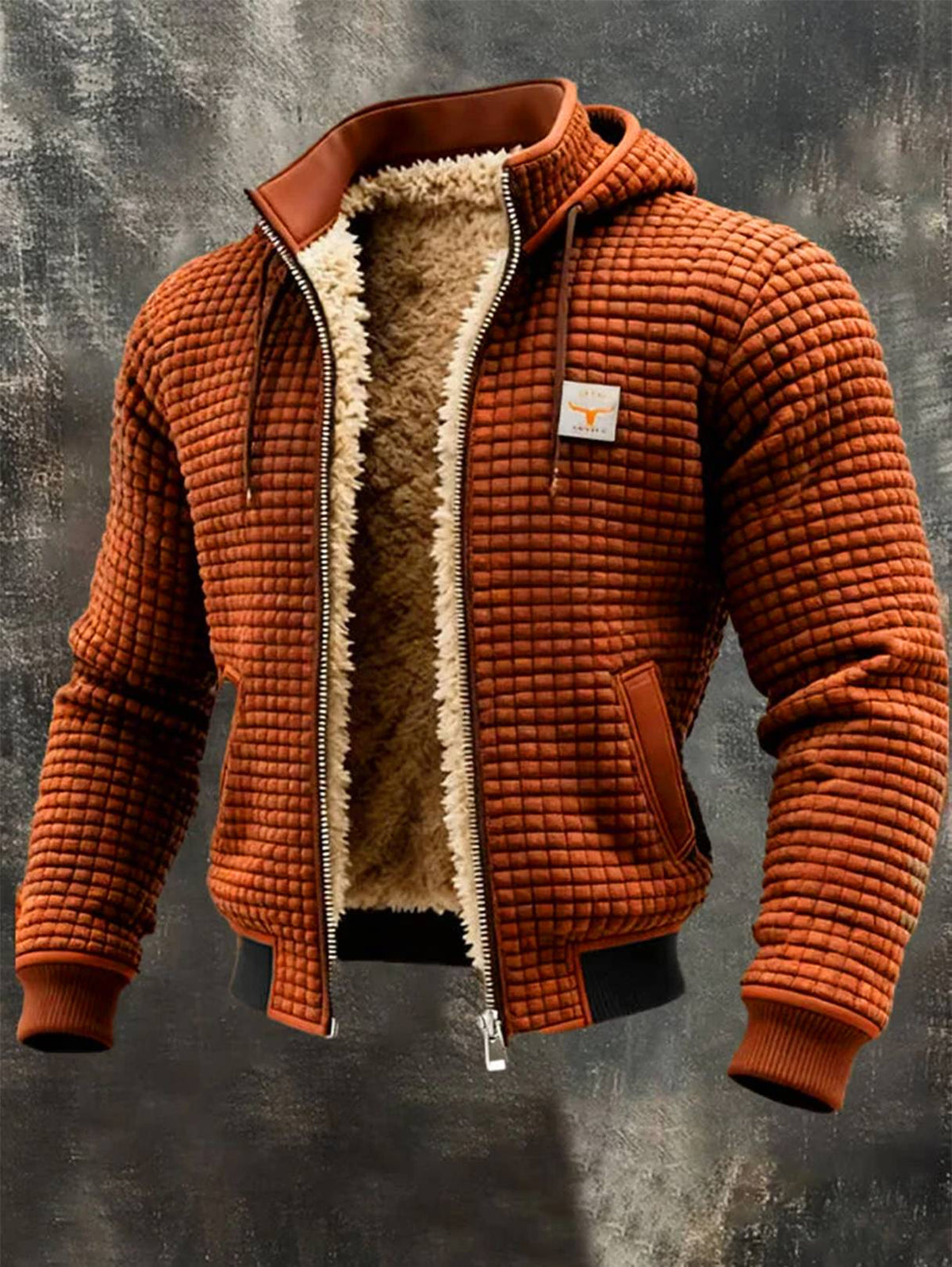 Calveno® | Retro-Jacke mit Kapuze und Reißverschluss